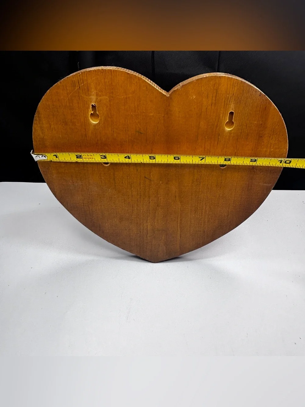 Antique Vtg Oak Wooden Bow Heart Pattern Wall Mounted Quilt Holder Grandma Core